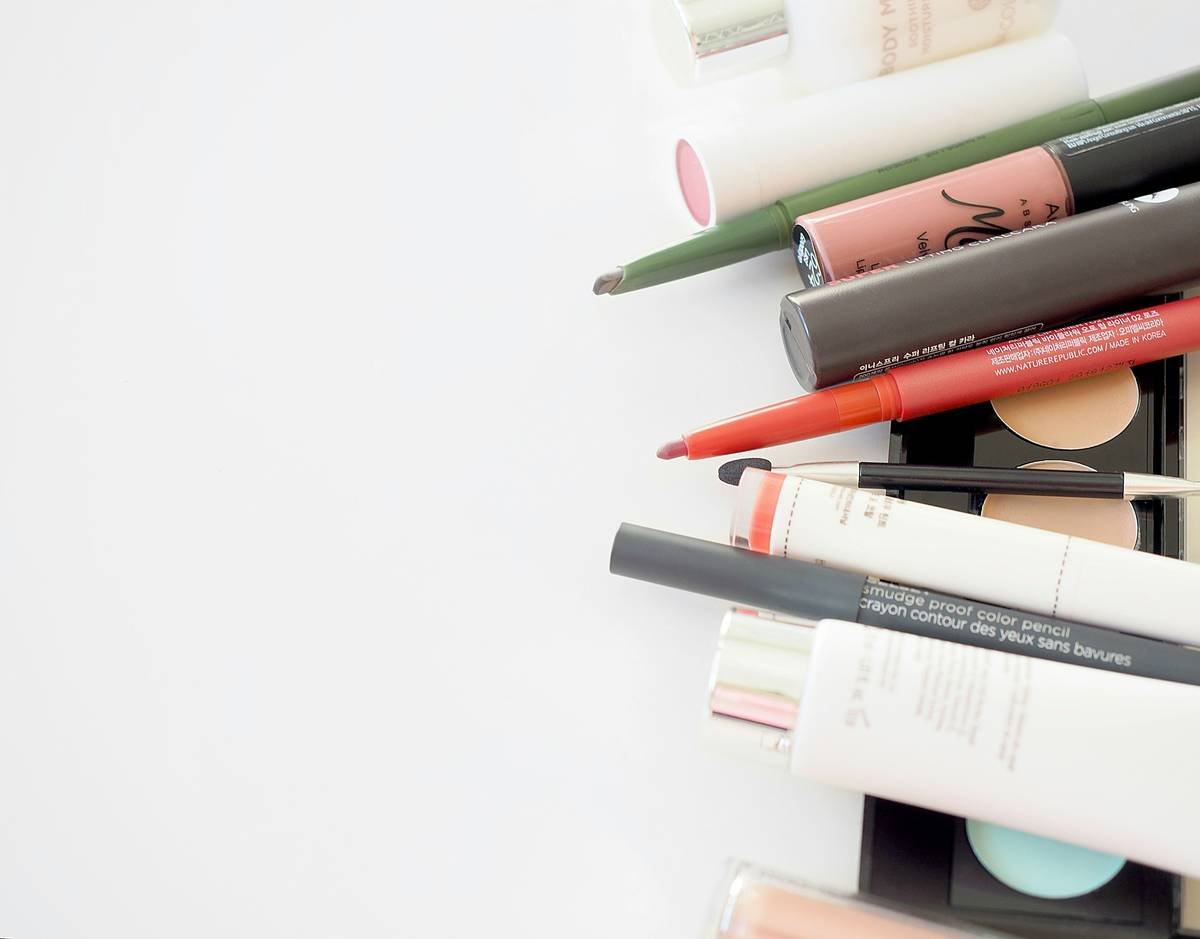 Before and after makeup drawer organization showing cluttered vs. streamlined layout